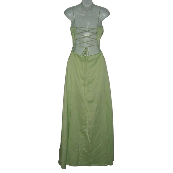 Masquerade Dress Vintage y2k Lime Green Fairy Mesh Glitter Gown Princess Pixie - Picture 5 of 16